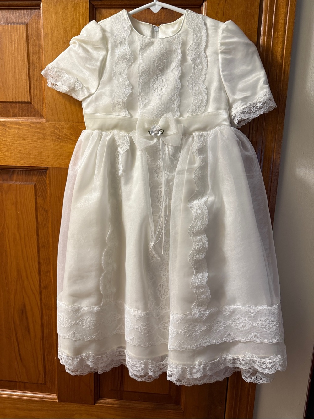 Jessica McClintock Ivory Lace Satin Bow Formal Girls Dress